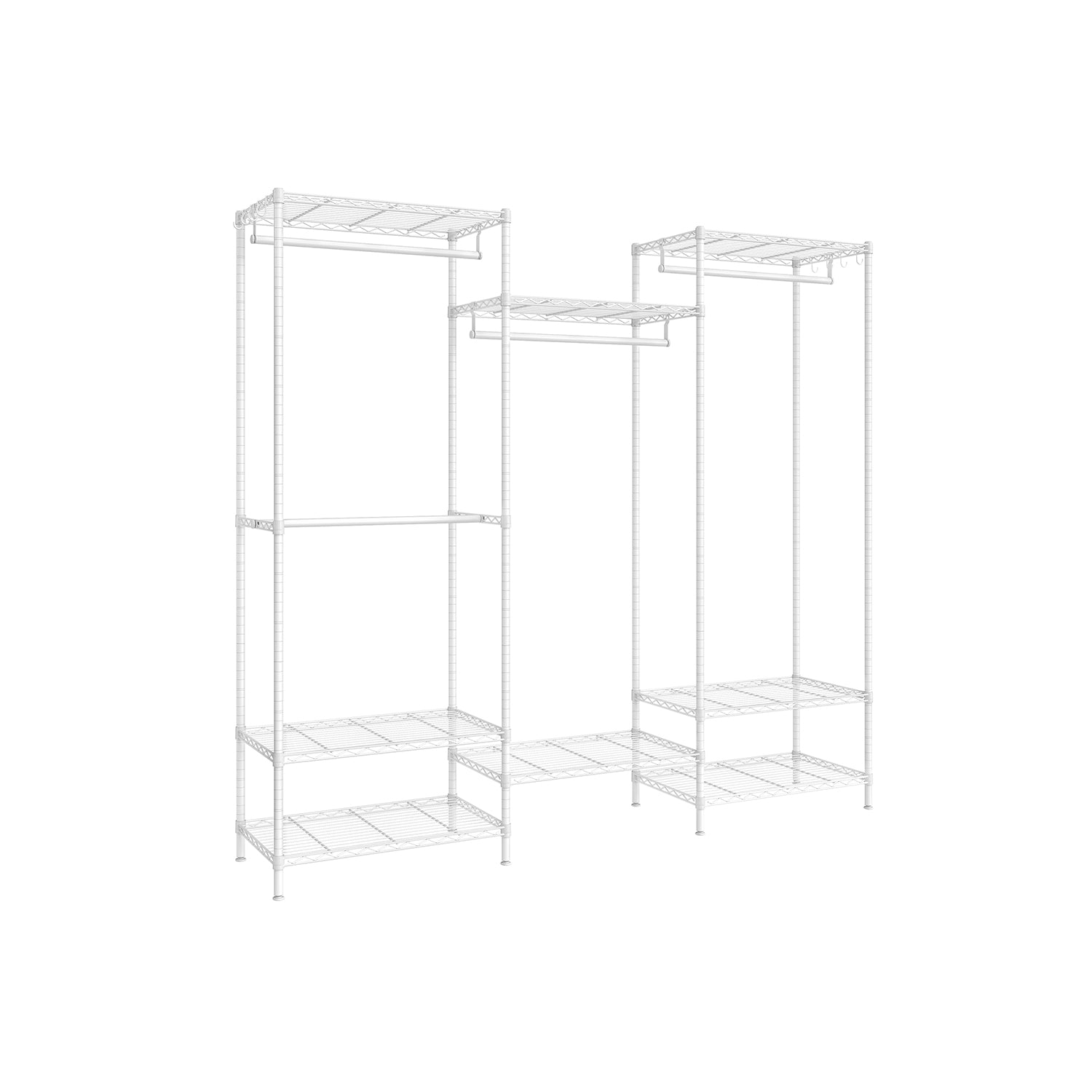 Dividable Open Portable Wardrobe – Metal – Cloud White – Adjustable Shelves and Hanging Rails