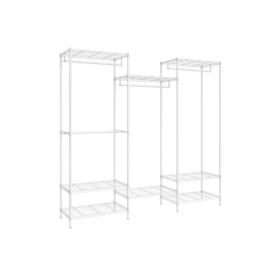 Dividable Open Portable Wardrobe – Metal – Cloud White – Adjustable Shelves and Hanging Rails