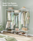Dividable Open Portable Wardrobe – Metal – Cloud White – Adjustable Shelves and Hanging Rails