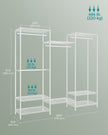 Dividable Open Portable Wardrobe – Metal – Cloud White – Adjustable Shelves and Hanging Rails
