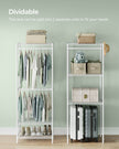 Dividable Open Portable Wardrobe – Metal – Cloud White – Adjustable Shelves and Hanging Rails