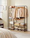 Open Wardrobe – Metal – Ink Black – Freestanding with Storage Shelves