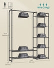 Open Wardrobe – Metal – Ink Black – Freestanding with Storage Shelves