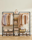 Open Wardrobe – Metal – Matt Black – Freestanding with Storage Shelves