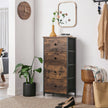 Drawer Storage Unit – Fabric – Light Grey and White – Slim Design with Metal Frame