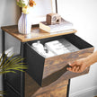 Drawer Storage Unit – Fabric – Light Grey and White – Slim Design with Metal Frame