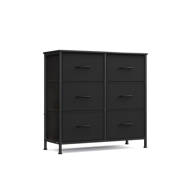 6 Drawer Chest – Steel & MDF – Ink Black & Ebony Black – Versatile Fabric Storage Unit