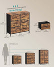 6 Drawer Chest – Steel & MDF – Ink Black & Ebony Black – Versatile Fabric Storage Unit