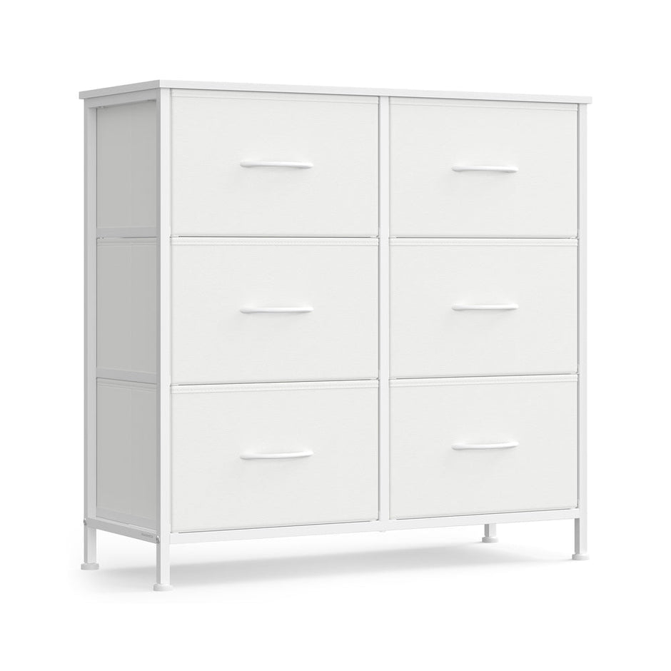 Chest of Drawers – Steel and MDF – Ink Black and Ebony Black – Versatile 6 Fabric Drawer Storage Unit