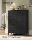 Fabric Storage Unit – Steel and MDF – Ink Black and Ebony Black – 8 Drawer Design