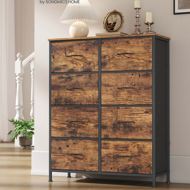 Fabric Storage Unit – Steel and MDF – Ink Black and Ebony Black – 8 Drawer Design