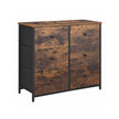 Chest of Drawers – Fabric and Metal – Rustic Brown and Black – 6 Drawers Storage Organizer Unit
