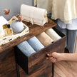Chest of Drawers – Fabric and Metal – Rustic Brown and Black – 6 Drawers Storage Organizer Unit
