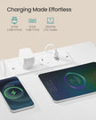 Bedside Table – Wood – Cloud White and Snow White – with Charging Station and LED Lights