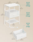 Bedside Table – Wood – Cloud White and Snow White – with Charging Station and LED Lights