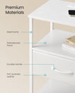 Bedside Table – Wood – Cloud White and Snow White – with Charging Station and LED Lights