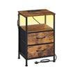 Bedside Table – Wood – Cloud White and Snow White – with Charging Station and LED Lights