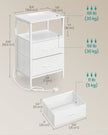 Bedside Table – Wood – Cloud White and Snow White – with Charging Station and LED Lights