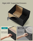 2-Drawer Bedside Table – MDF and Steel – Ink Black and Ebony Black – Non-Woven Fabric Storage Drawers