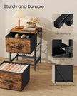 2-Drawer Bedside Table – MDF and Steel – Ink Black and Ebony Black – Non-Woven Fabric Storage Drawers