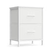 2-Drawer Bedside Table – MDF and Steel – Ink Black and Ebony Black – Non-Woven Fabric Storage Drawers