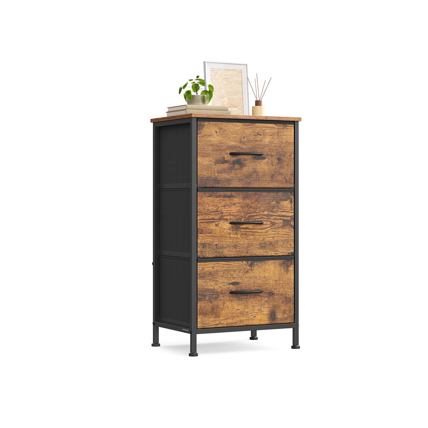 3-Drawer Chest – Non-Woven Fabric and Steel – Ink Black and Ebony Black – Versatile Storage Solution