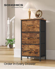 3-Drawer Chest – Non-Woven Fabric and Steel – Ink Black and Ebony Black – Versatile Storage Solution