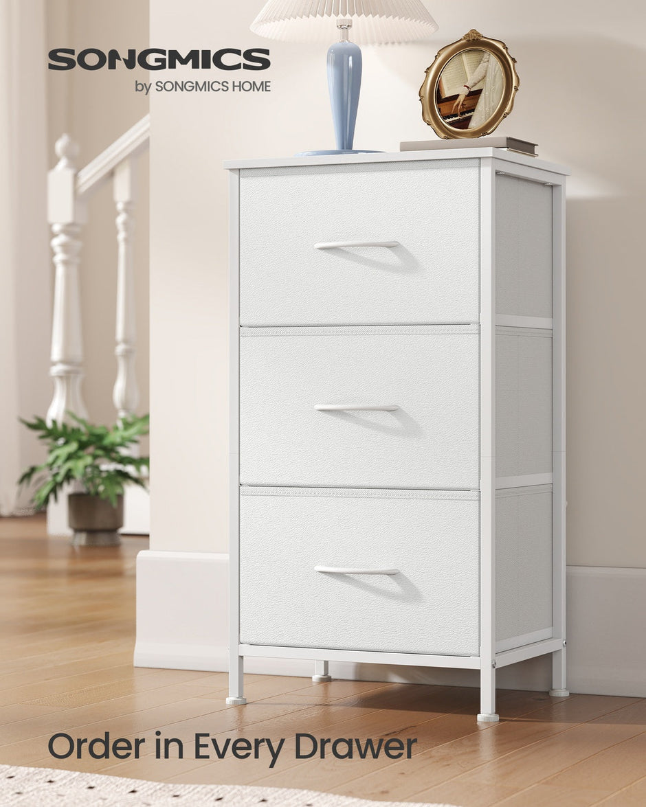 Chest of Drawers – Steel and MDF – Ink Black and Ebony Black – 3 Non-Woven Fabric Drawers