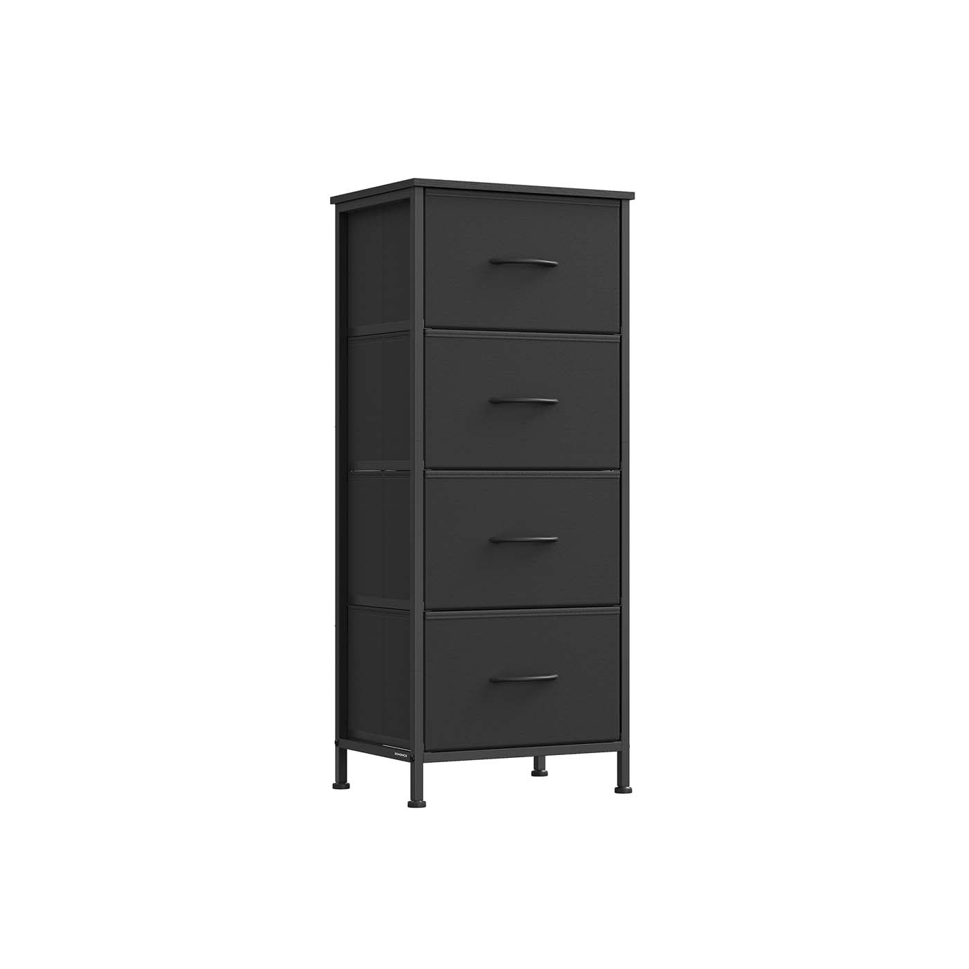 4-Drawer Chest – Steel and MDF – Ink Black and Ebony Black – Versatile Fabric Storage