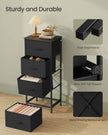 4-Drawer Chest – Steel and MDF – Ink Black and Ebony Black – Versatile Fabric Storage