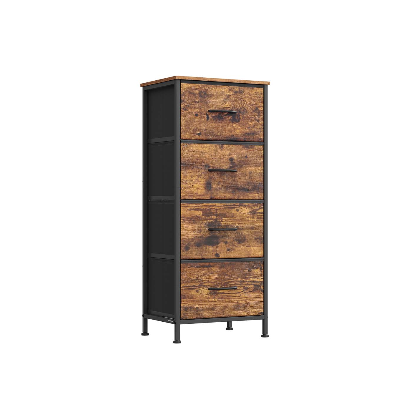4-Drawer Chest – Steel and MDF – Ink Black and Ebony Black – Versatile Fabric Storage