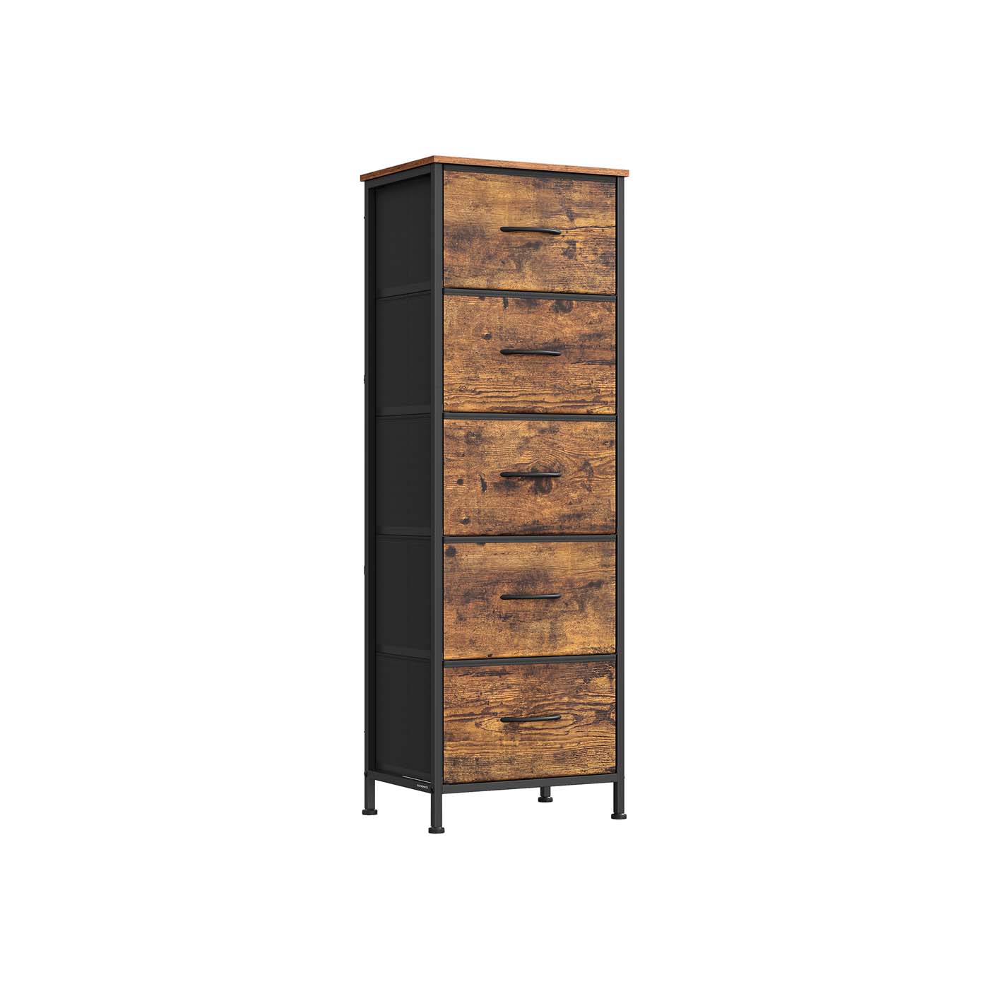 5-Drawer Chest – Steel and MDF – Ink Black and Ebony Black – Versatile Fabric Storage