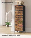 5-Drawer Chest – Steel and MDF – Ink Black and Ebony Black – Versatile Fabric Storage