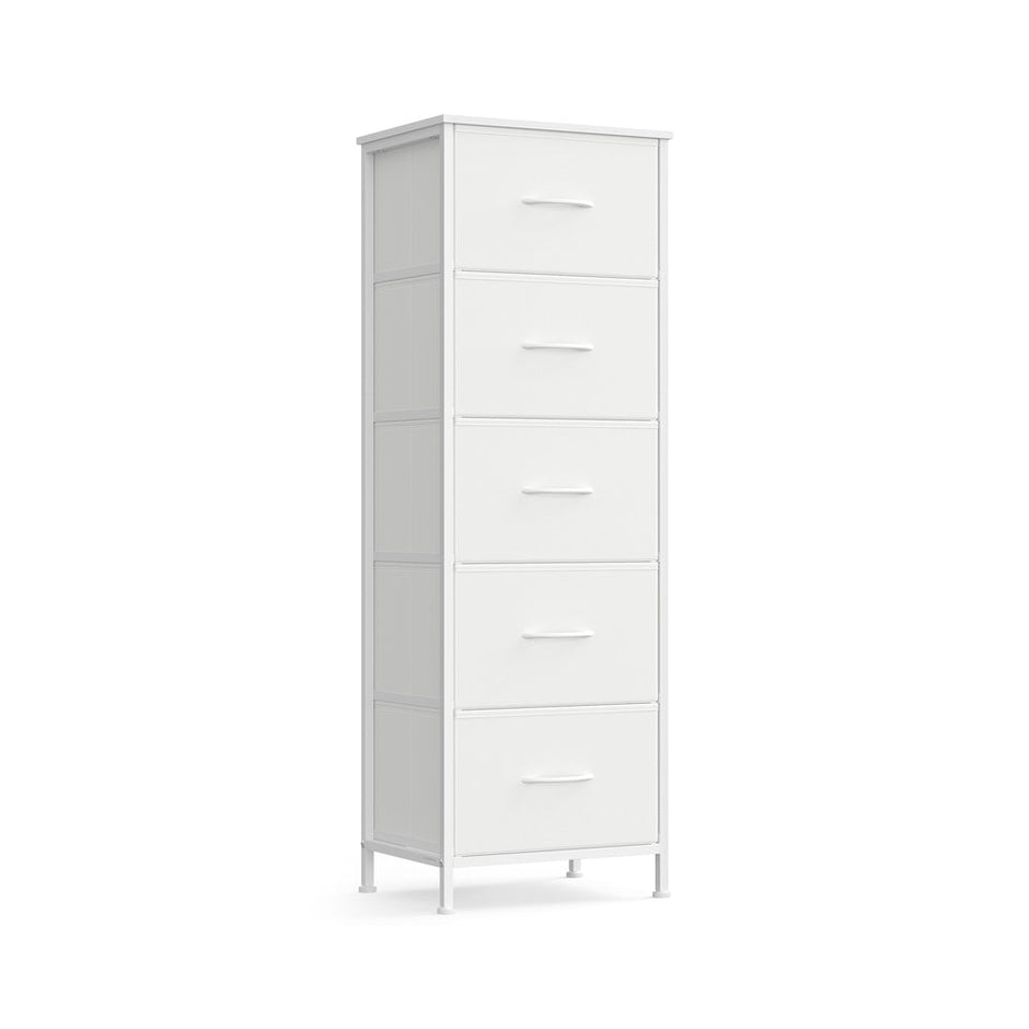 5-Drawer Chest – Steel and MDF – Ink Black and Ebony Black – Versatile Fabric Storage