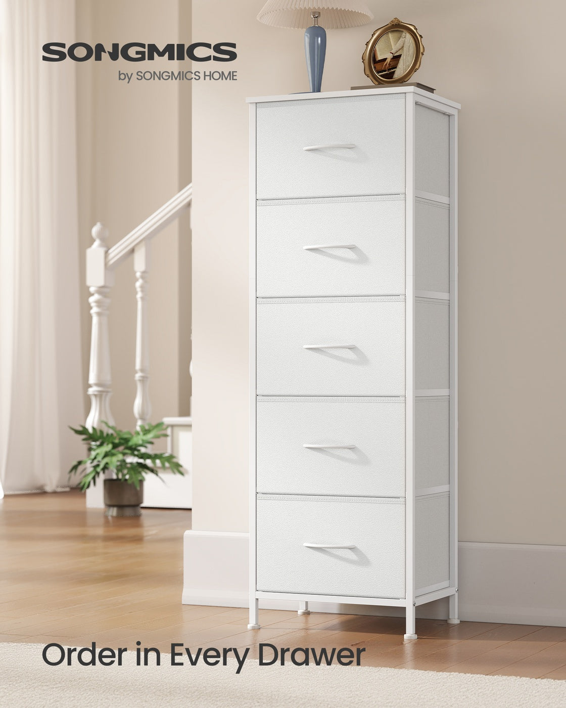 Storage Unit – Fabric and MDF – Ink Black and Ebony Black – 5 Drawers