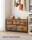 5-Drawer Chest – MDF and Steel – Rustic Brown and Ink Black – Versatile Fabric Storage Unit