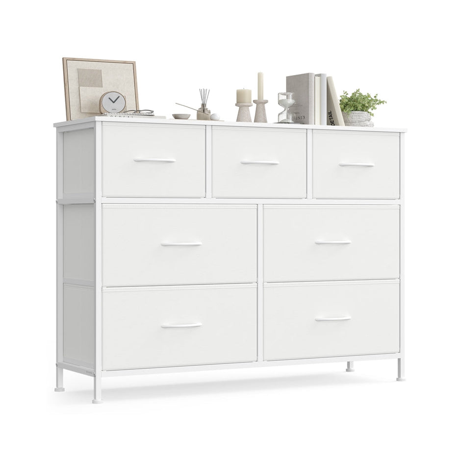 Chest of Drawers – MDF and Steel – Rustic Brown and Ink Black – 5 Storage Drawers