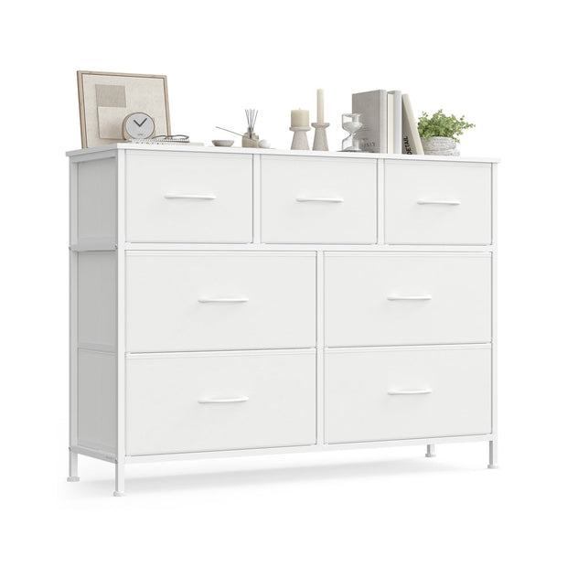 Chest of Drawers – MDF and Steel – Rustic Brown and Ink Black – 5 Storage Drawers