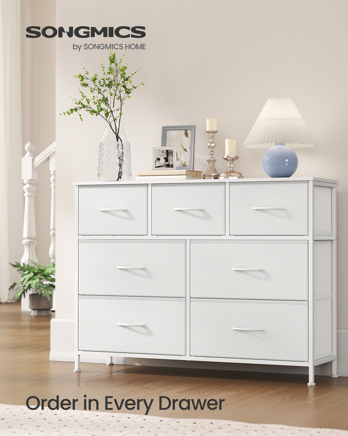 Chest of Drawers – MDF and Steel – Rustic Brown and Ink Black – 5 Storage Drawers