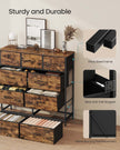 9-Drawer Chest – Steel and MDF – Rustic Brown and Ink Black – Versatile Fabric Storage Unit