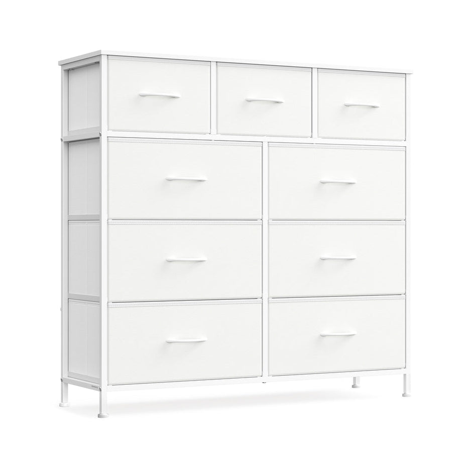 Chest of Drawers – MDF & Steel – Rustic Brown and Ink Black – 9 Storage Drawers