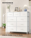 Chest of Drawers – MDF & Steel – Rustic Brown and Ink Black – 9 Storage Drawers