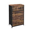 5-Drawer Storage Organizer Unit – Fabric and Wood – Rustic Brown and Black – Industrial Style