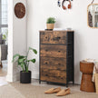 5-Drawer Storage Organizer Unit – Fabric and Wood – Rustic Brown and Black – Industrial Style