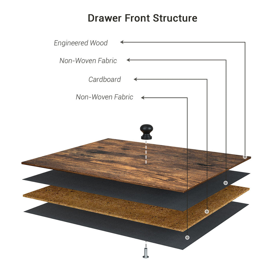5-Drawer Storage Organizer Unit – Fabric and Wood – Rustic Brown and Black – Industrial Style