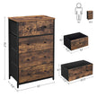 5-Drawer Storage Organizer Unit – Fabric and Wood – Rustic Brown and Black – Industrial Style