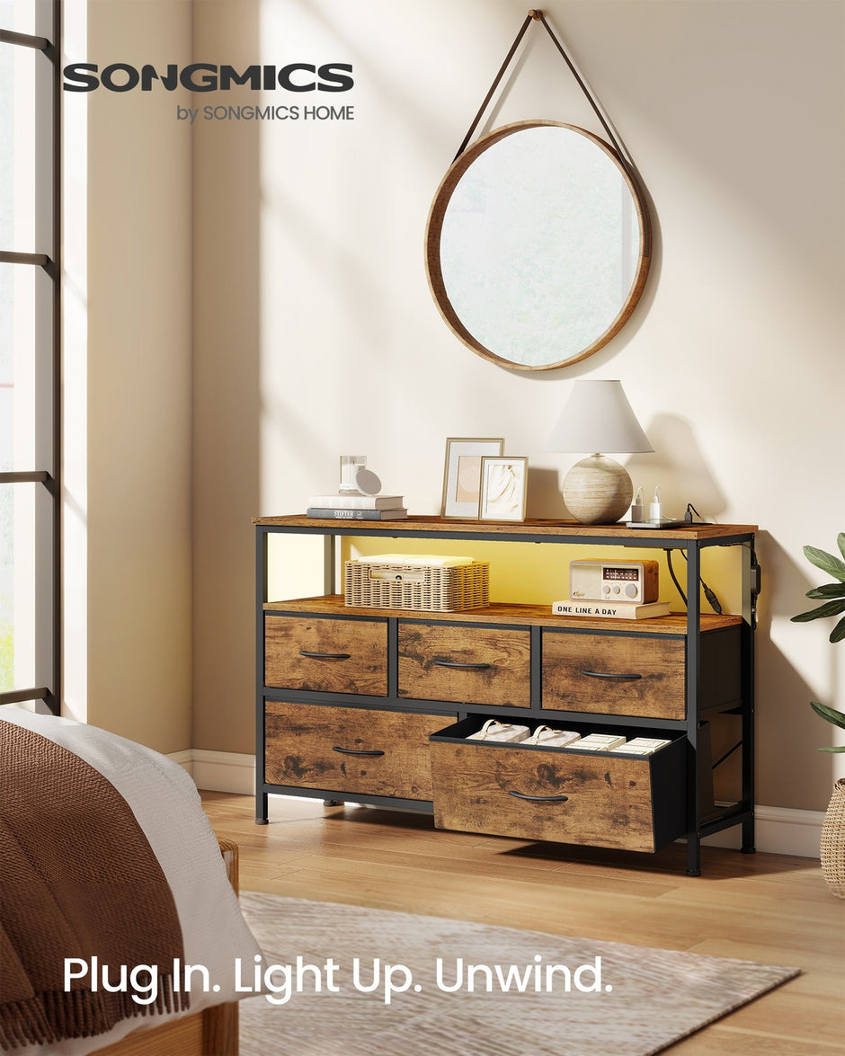 Chest of Drawers Storage Unit - 30L - Steel, MDF - Non-Woven Fabric - Max Load 44 lb