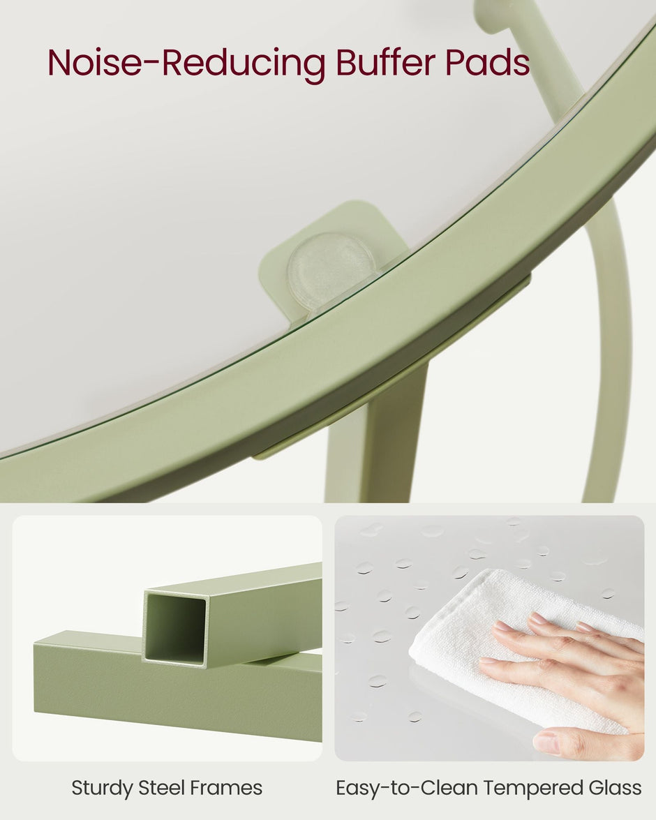 Round Side Table – Tempered Glass – Steel Frame – Versatile for Living Room and Balcony