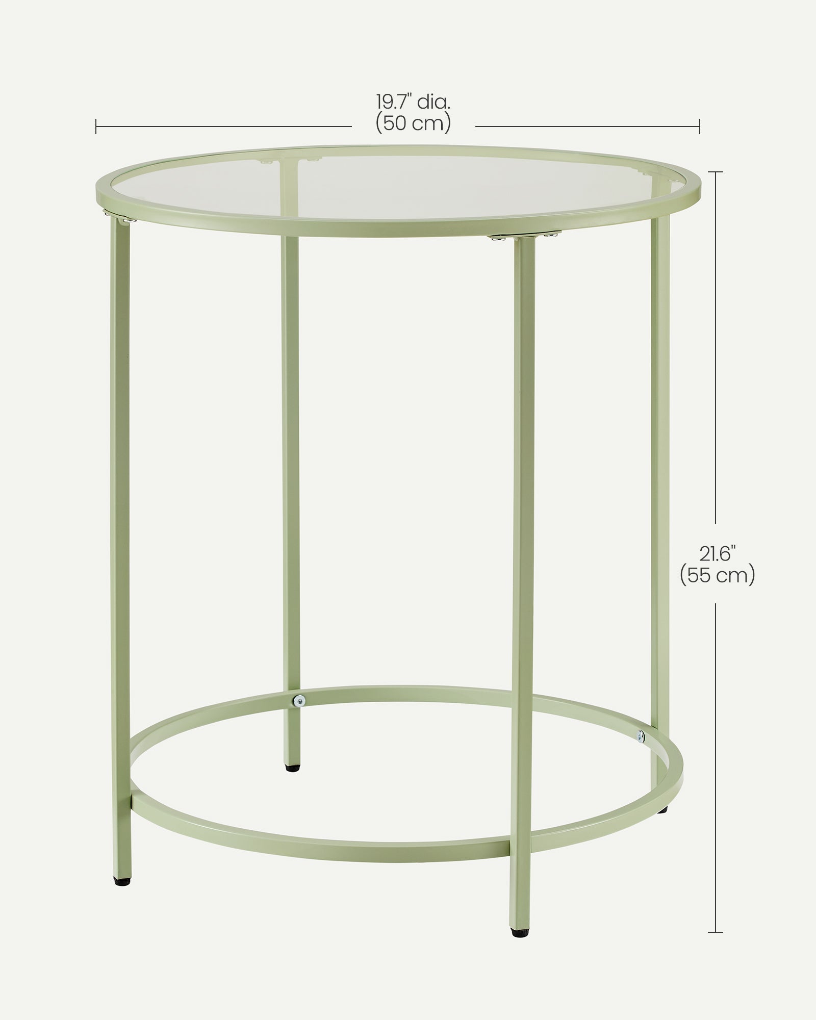 Round Side Table – Tempered Glass – Steel Frame – Versatile for Living Room and Balcony