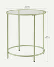 Round Side Table – Tempered Glass – Steel Frame – Versatile for Living Room and Balcony